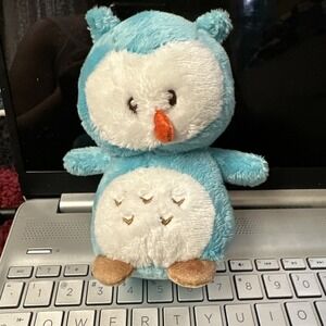 Aurora Baby Lil Hooter Teal Owl Plush Stuffed Animal Friend 9" Rattle Toy AD